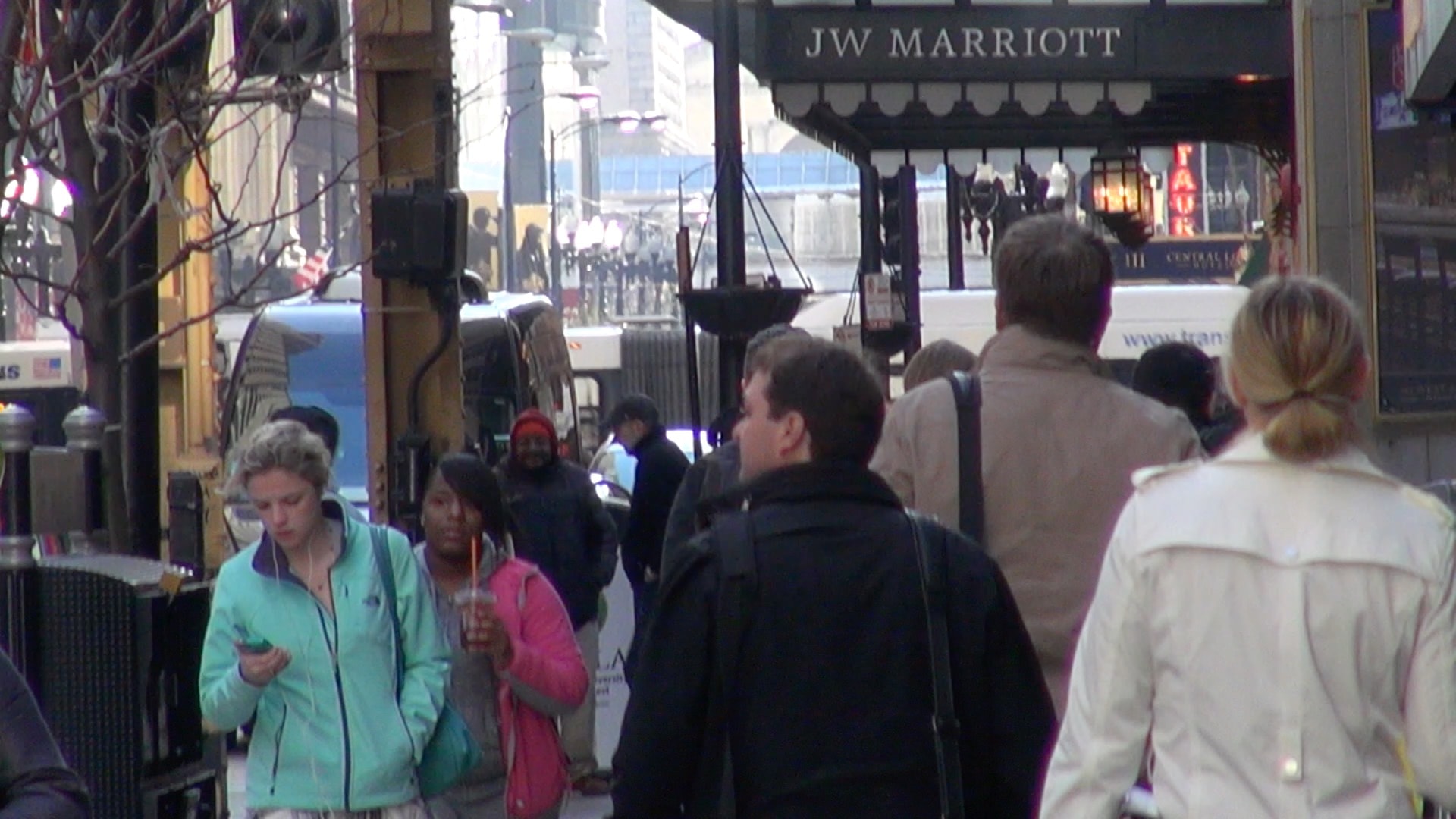 Crowd outside JW Marriott Chicago
