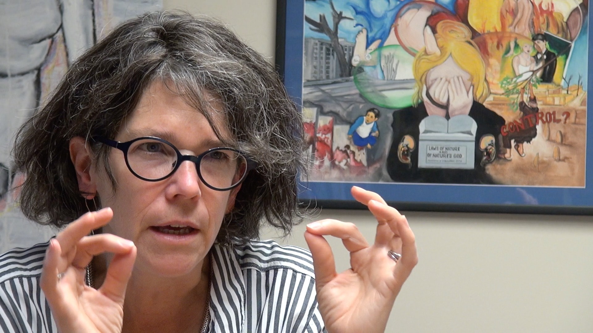 Woman speaking in interview